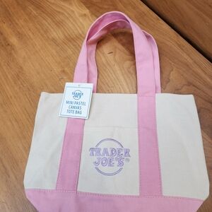 Pink & Cream Mini Pastel Canvas Tote Bag